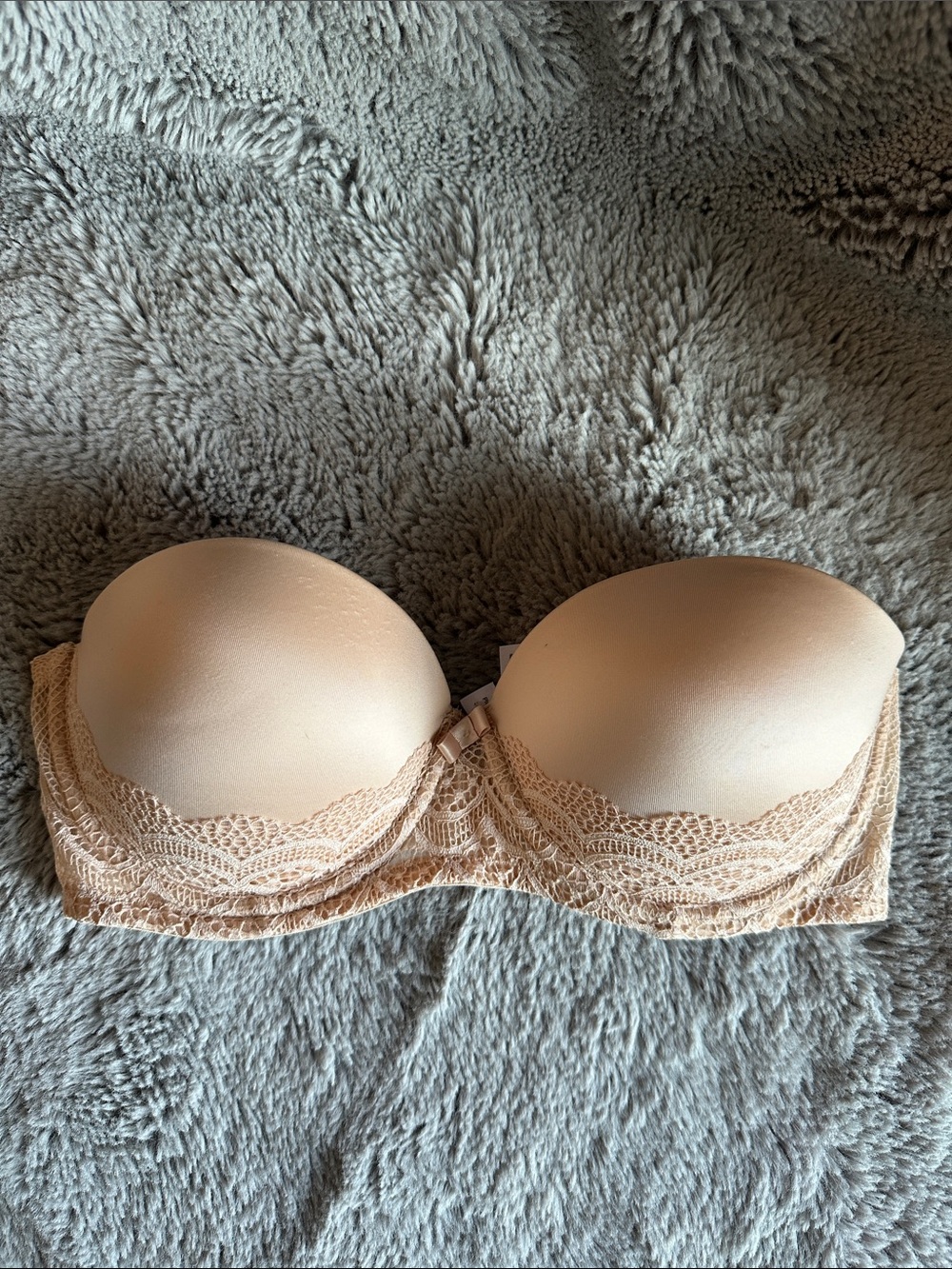 Auden Strapless Lace-Trim Bandeau — Beige